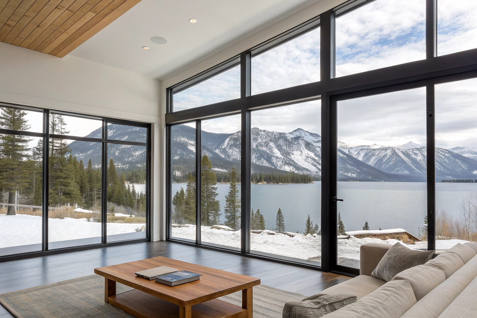 Premium editorial window installation showing beautiful outdoor scenery